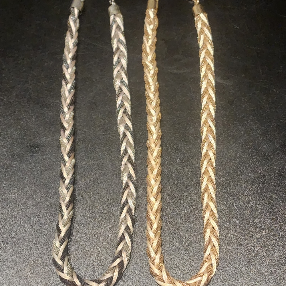 Lot Of 2 Multicolored Designed Neglaces For Women with Silver and Gold Accents